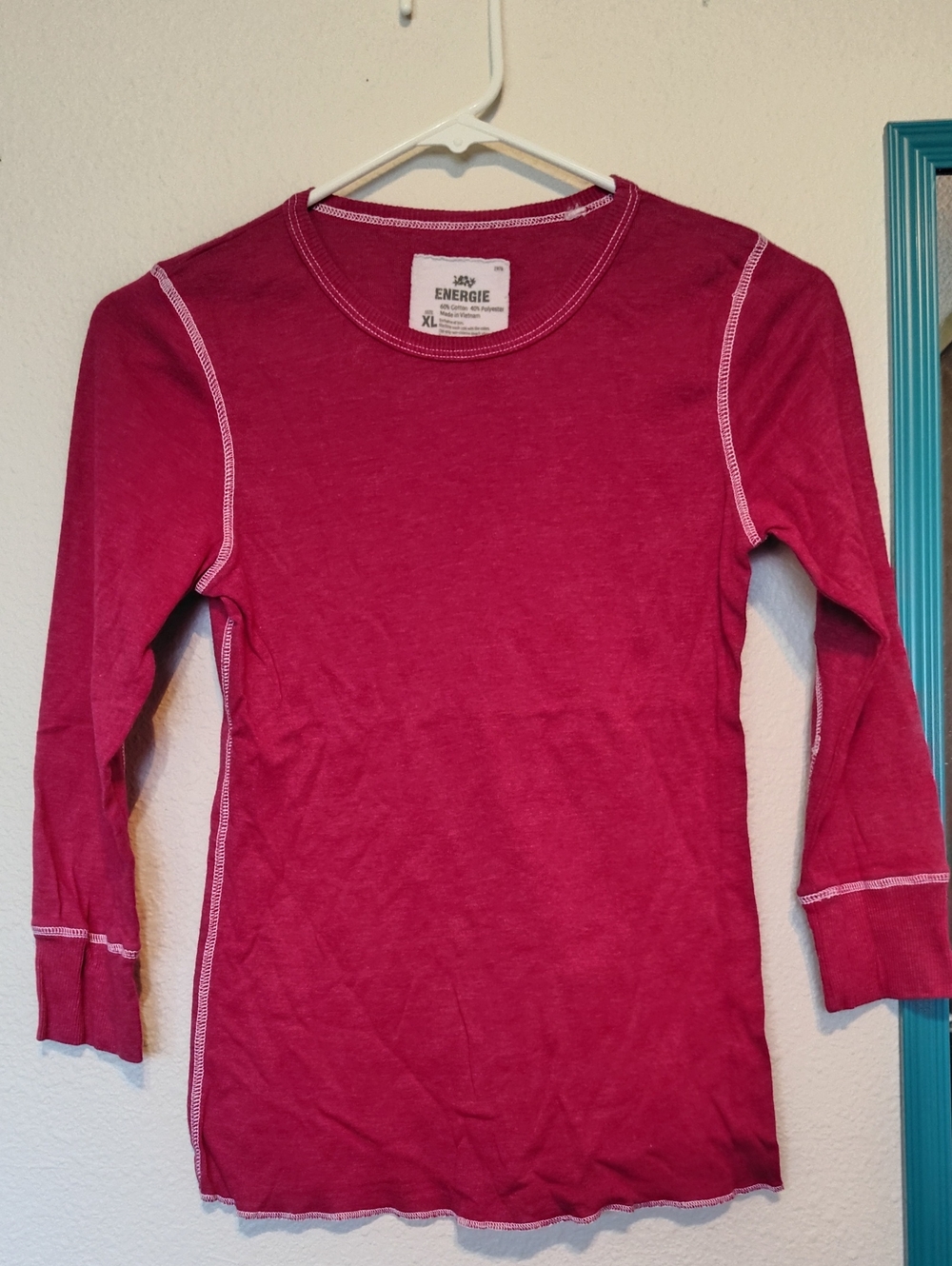 Energie Juniors Long-Sleeve Top in Red  with Contrast Stitching